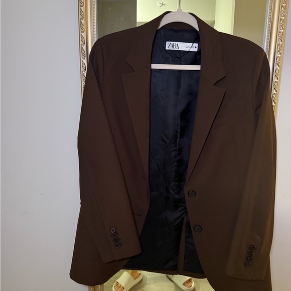 Zara oversized chocolate Brown Blazer - Picture 2 of 5
